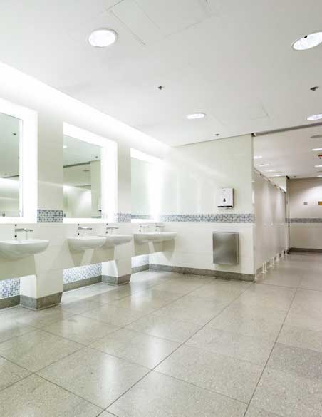 Newly refurbished office bathroom and toilet cubicles